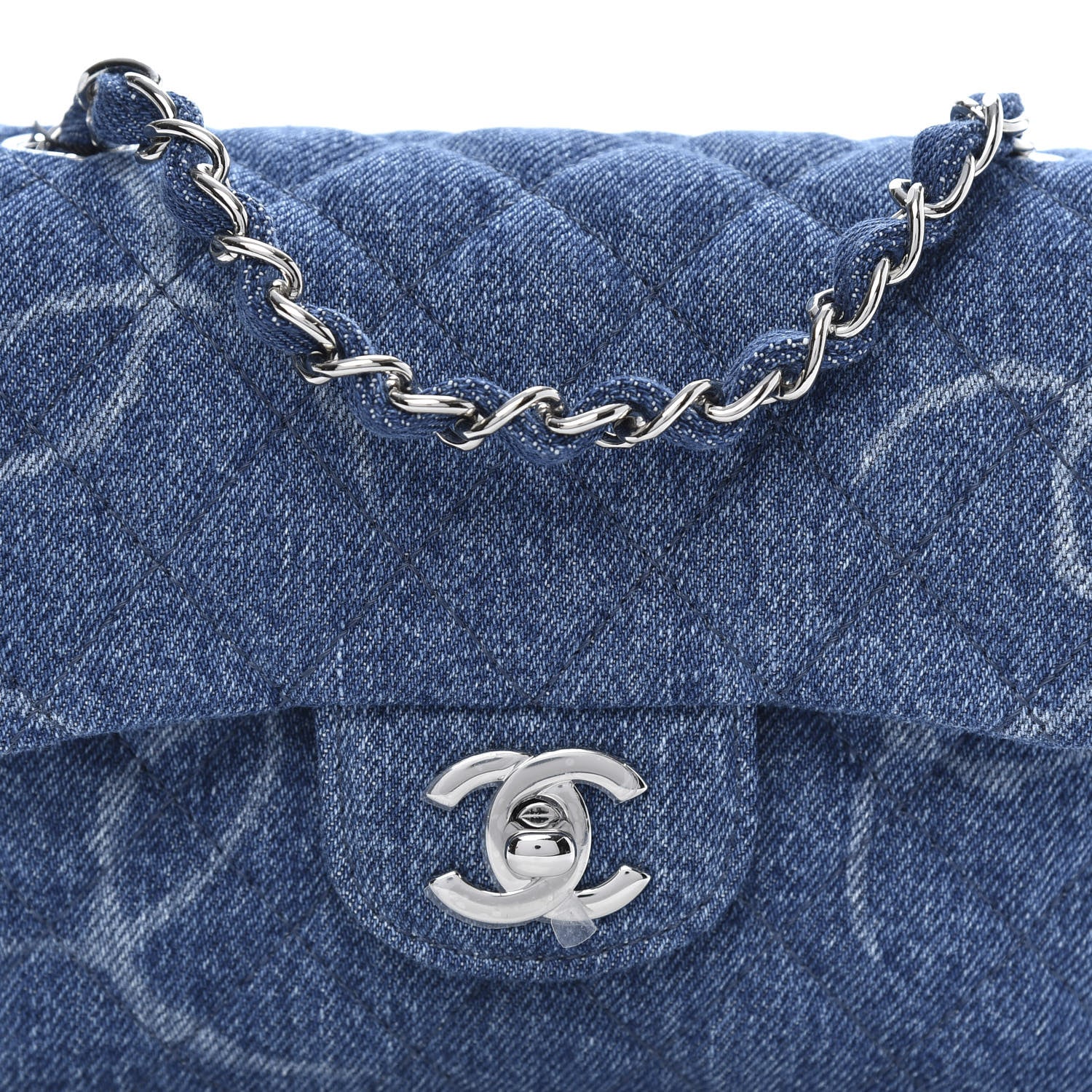 Chanel Denim CC Quilted Mini Square Flap Blue 10 of 11