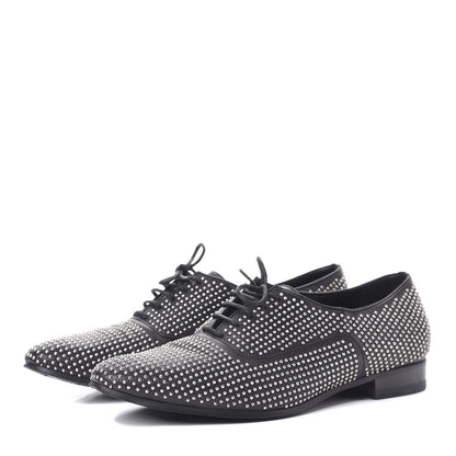 Saint Laurent Calfskin Metal Eyelet LuLu Richelieu Metal Eyelet Lace Up Oxfords 38.5 Black 3 of 14
