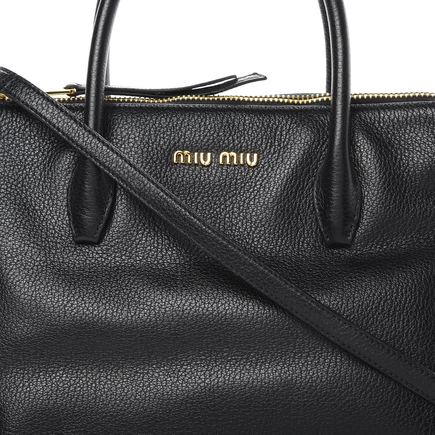 Miu Miu Goatskin Madras Zip Tote Black 9 of 15