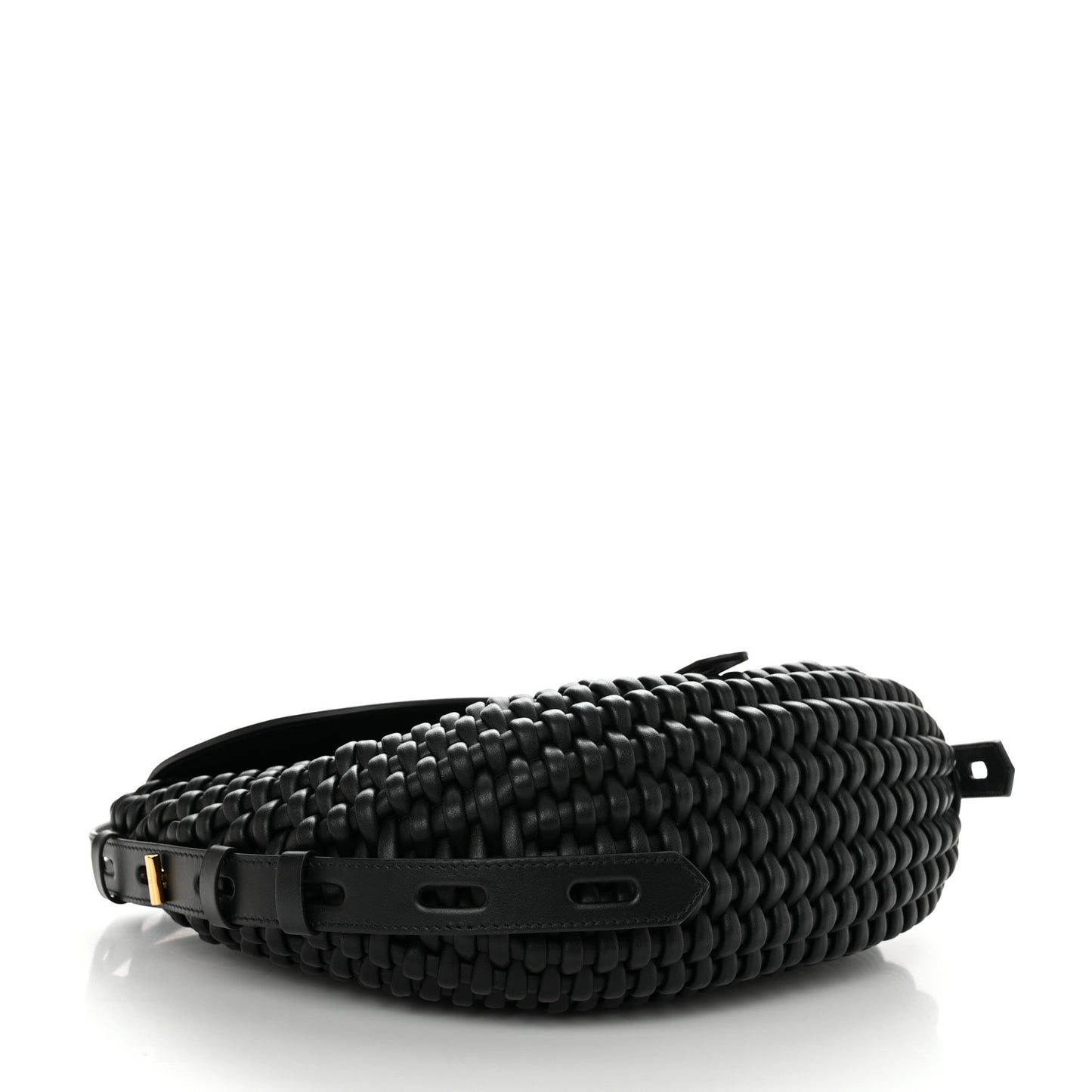 Calfskin Woven T-Twist Crossbody Black