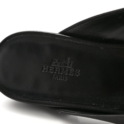 Hermes Goatskin Oz Mules 38 Black 6 of 9