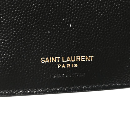 Saint Laurent Grain De Poudre Matelasse Chevron Monogram Compact Tri Fold Wallet Black 7 of 8