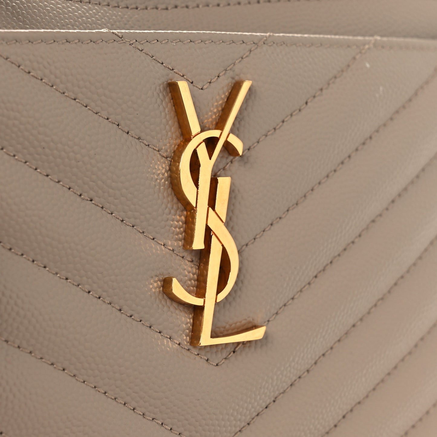 Grain De Poudre Chevron Monogram Large Bill Pouch Dark Beige