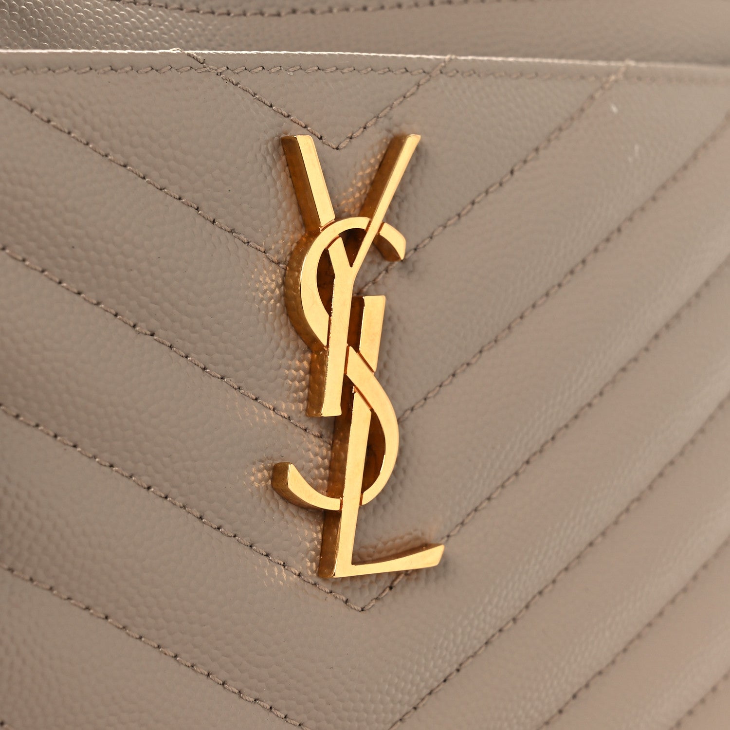Saint Laurent Grain De Poudre Chevron Monogram Large Bill Pouch Dark Beige 10 of 11