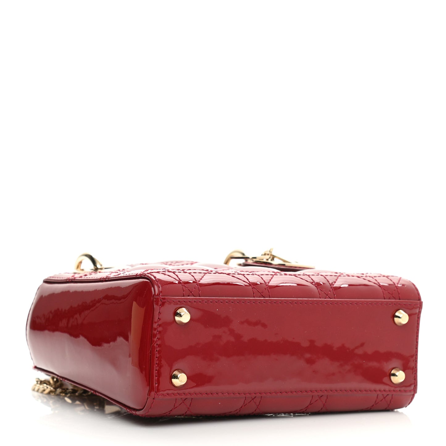 Patent Cannage Mini Lady Dior Red
