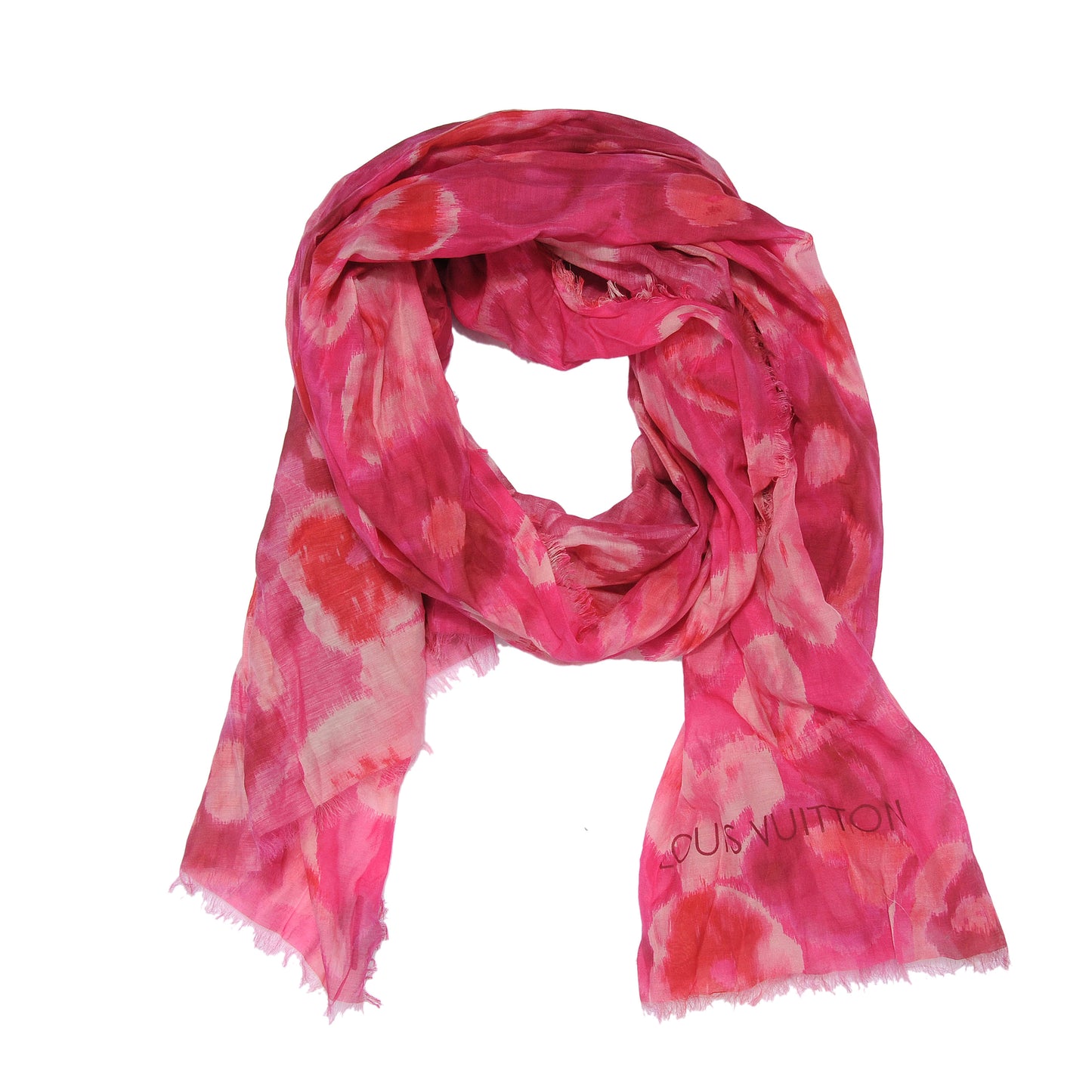 Cotton Silk Ikat Pareo Scarf Rose Indien