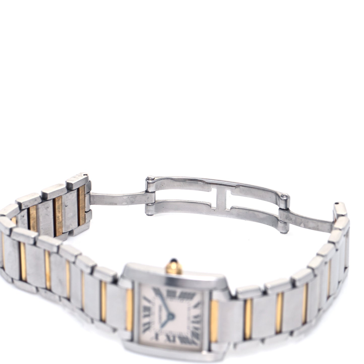 Stainless Steel 18K Yellow Gold 20mm Tank Francaise Quartz Watch