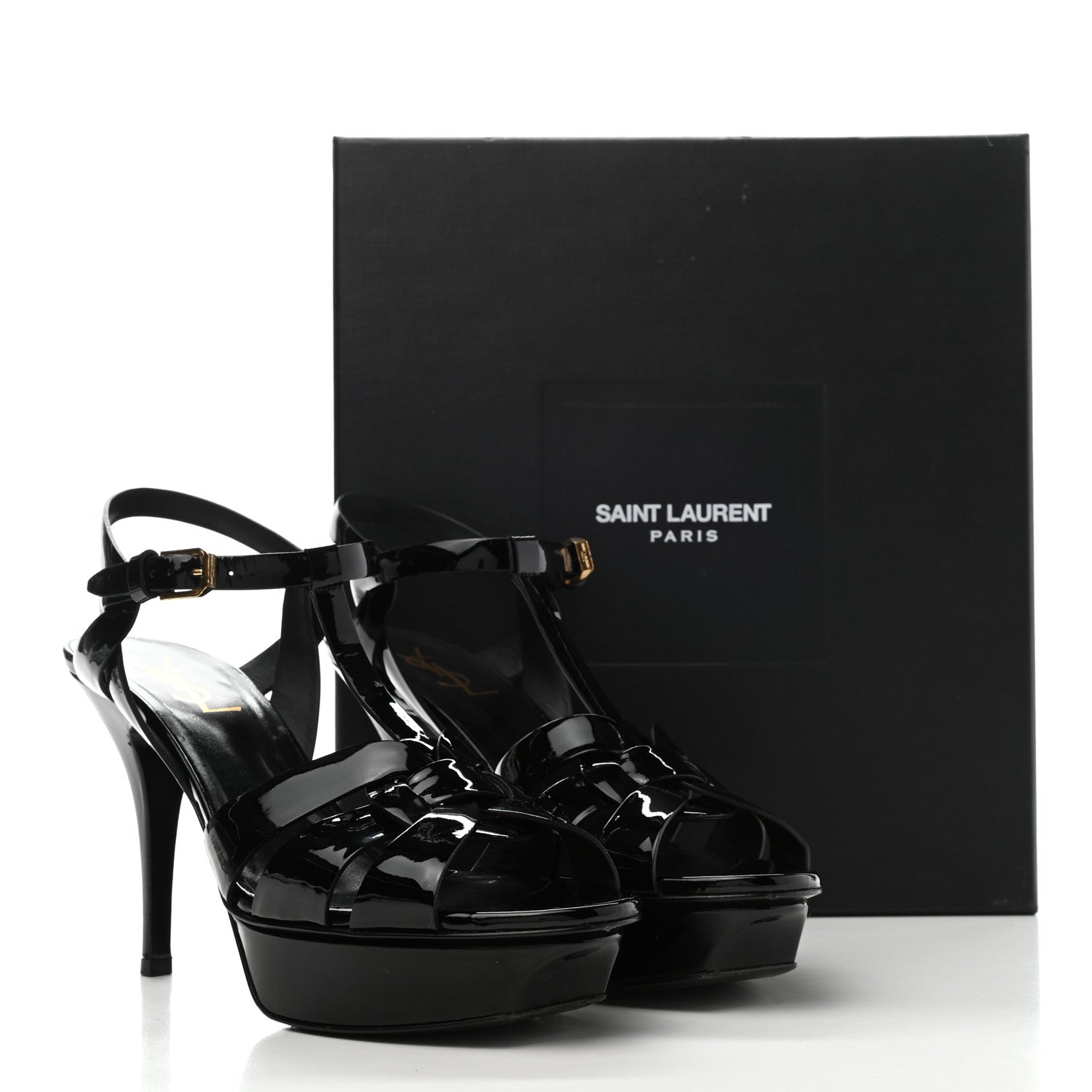 Saint Laurent Patent Tribute 75 Platform Sandals 39.5 Black 11 of 11
