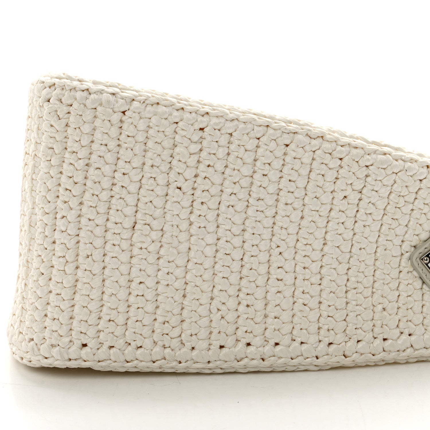Prada Yarn Raffia Effect Crochet Triangle Shoulder Bag White 9 of 9