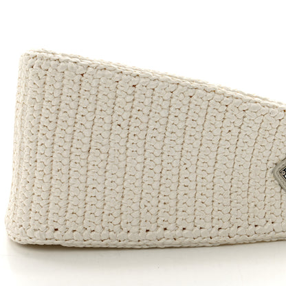 Prada Yarn Raffia Effect Crochet Triangle Shoulder Bag White 9 of 9
