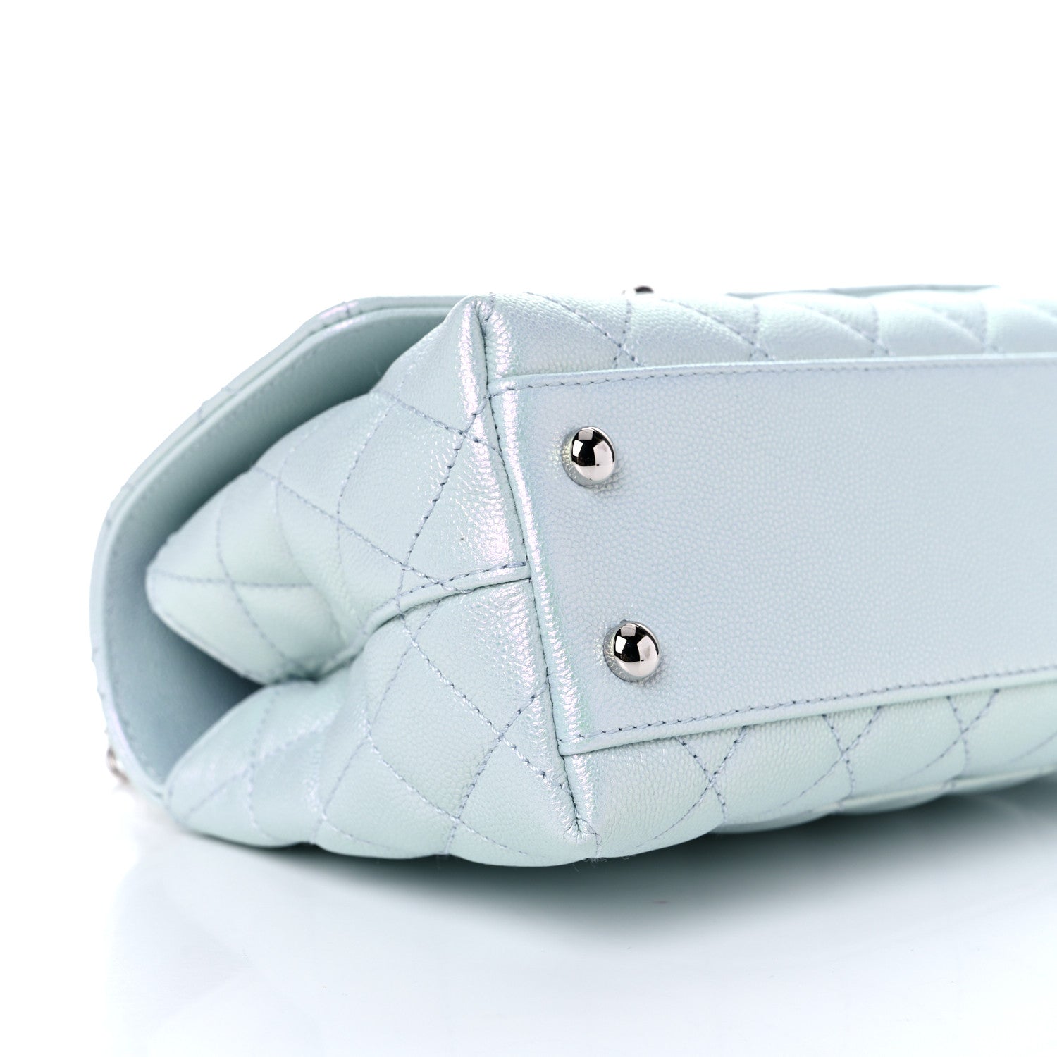 Chanel Iridescent Caviar Quilted Mini Coco Handle Flap Light Blue 8 of 10
