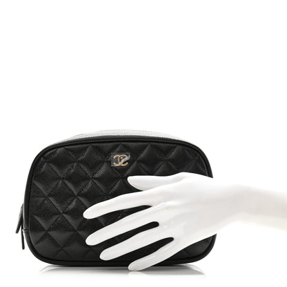 Chanel Caviar Quilted Medium Curvy Pouch Cosmetic Case Black 2 of 8