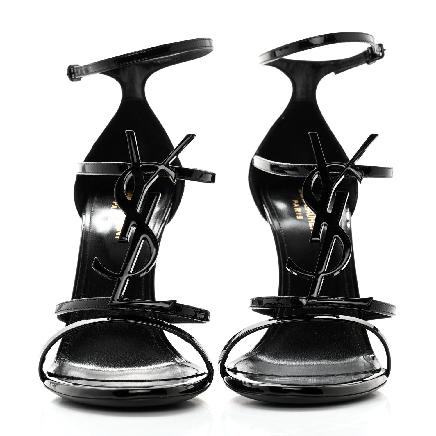 Saint Laurent Patent Cassandra 100 Ankle Strap Sandals 40 Black 2 of 11