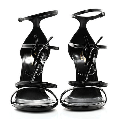 Saint Laurent Patent Cassandra 100 Ankle Strap Sandals 40 Black 2 of 11