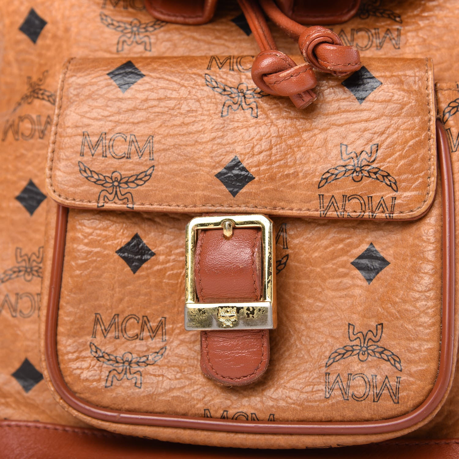MCM Visetos Drawstring Backpack Cognac 10 of 11