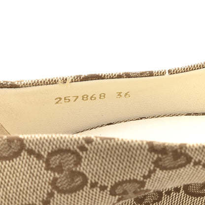 Gucci Monogram Horsebit Open Toe Espadrille Wedges 36 Beige 9 of 10