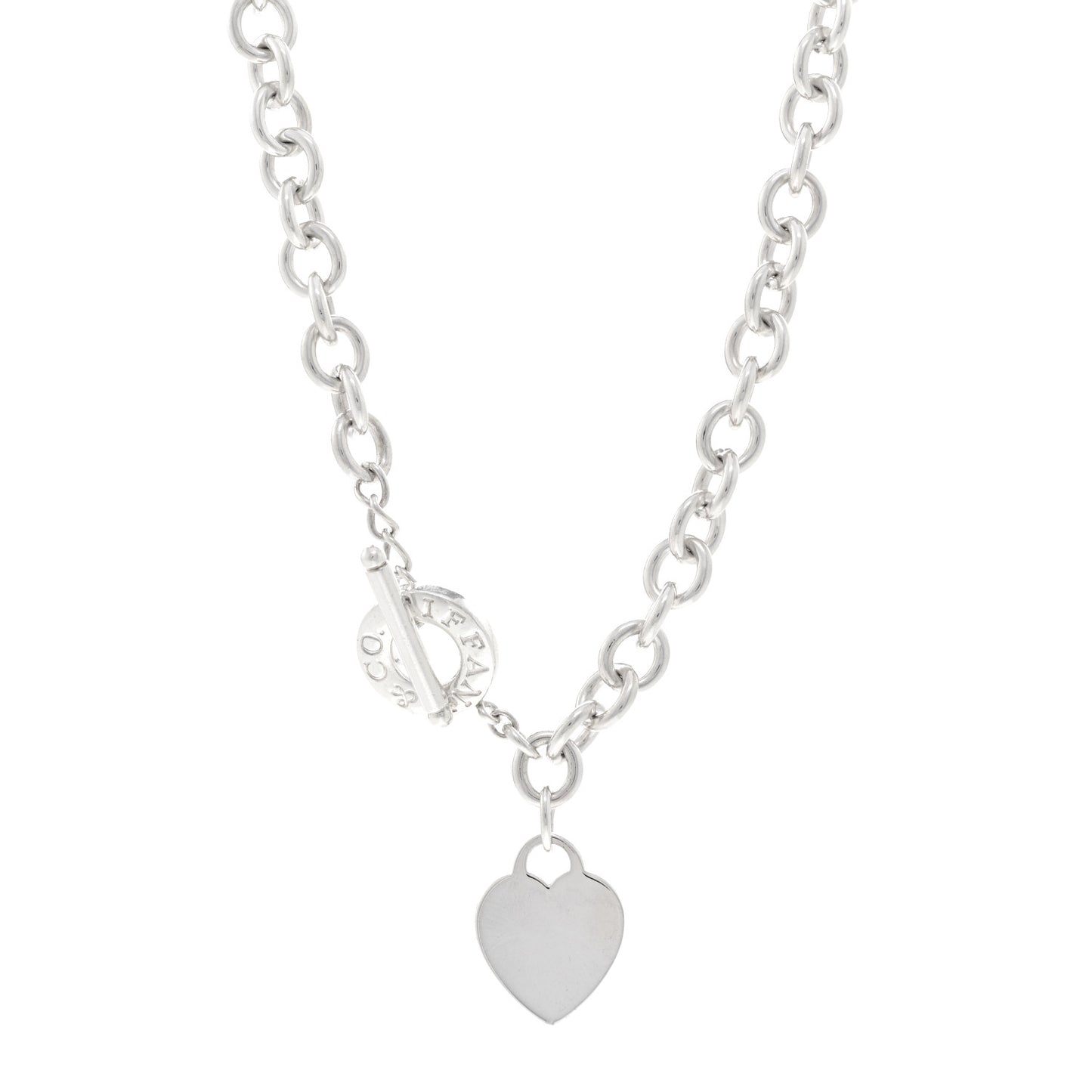 Sterling Silver Heart Tag Toggle Necklace