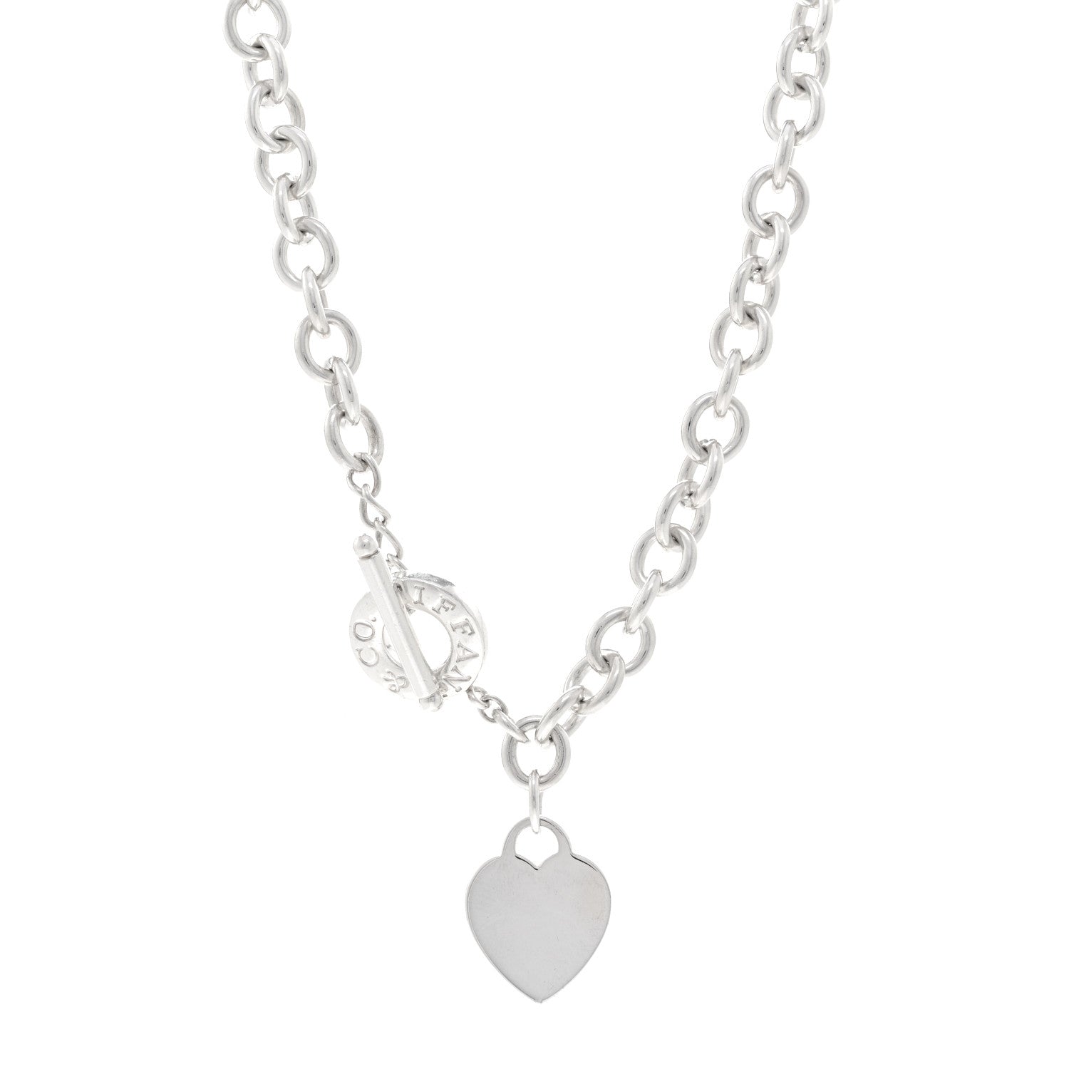 Tiffany Sterling Silver Heart Tag Toggle Necklace 1 of 5