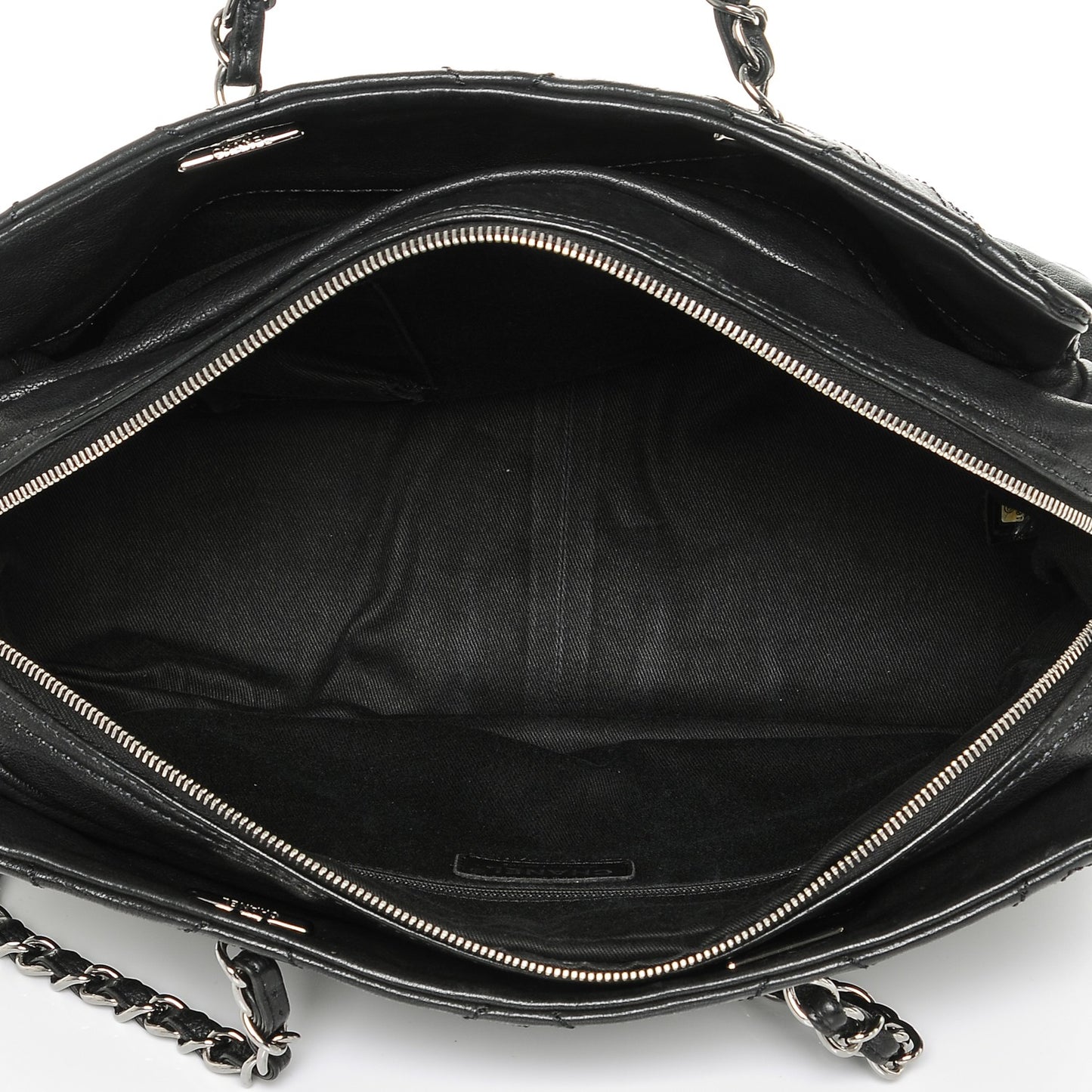 Calfskin Large Diamond Stitch Tote Black