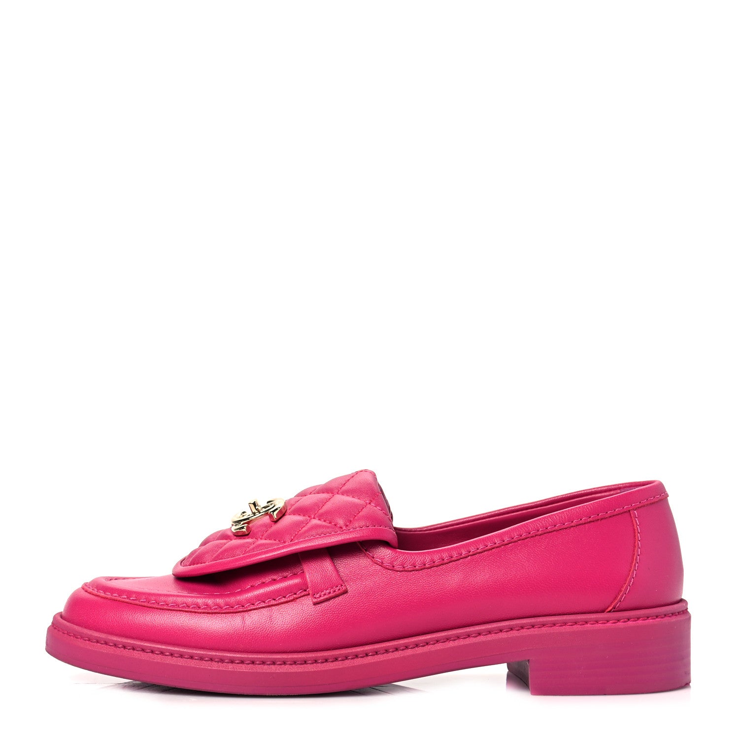 Chanel Lambskin Quilted CC Turnlock Loafers 39.5 Fuchsia 1 of 8