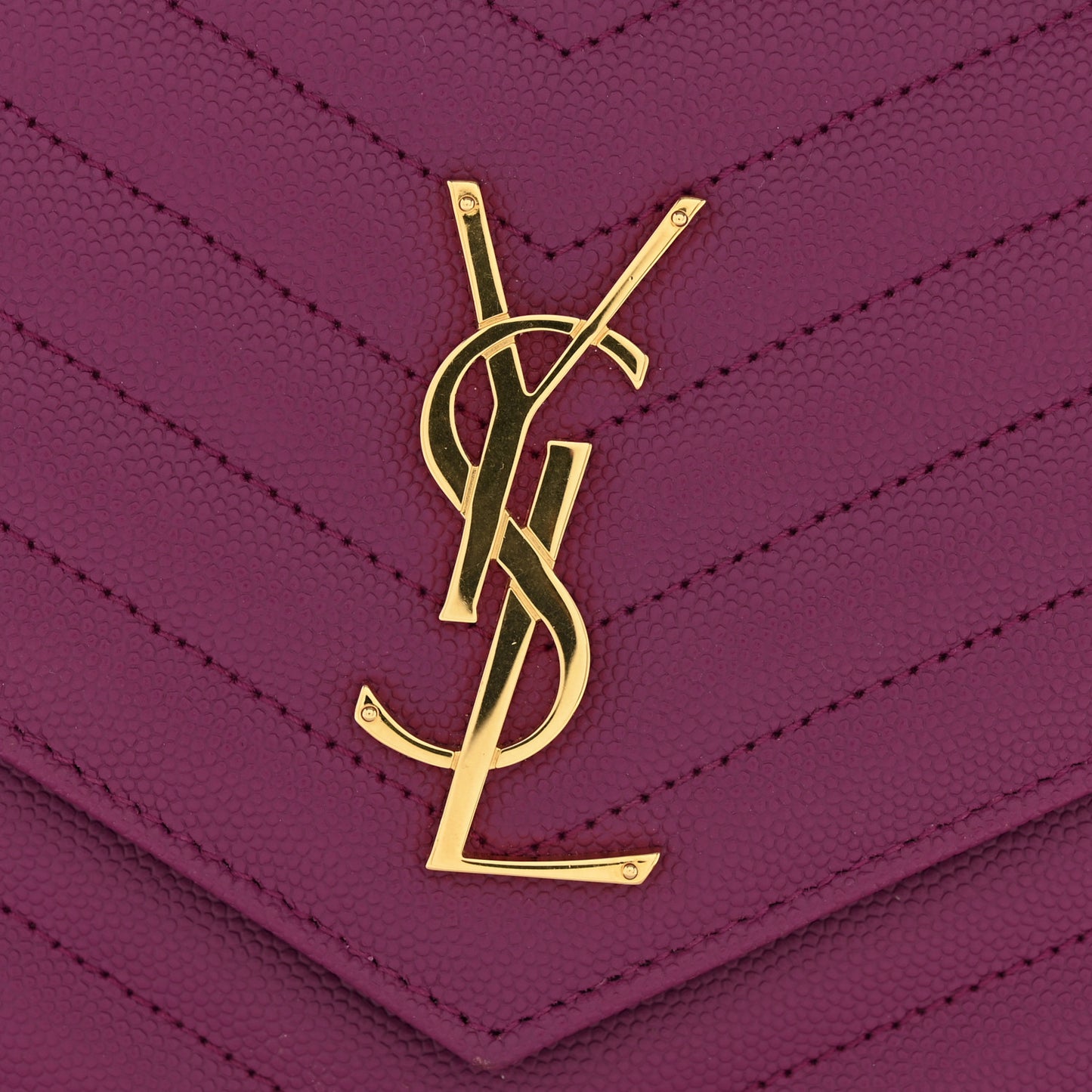 Grain De Poudre Matelasse Chevron Monogram Chain Wallet Dark Grape