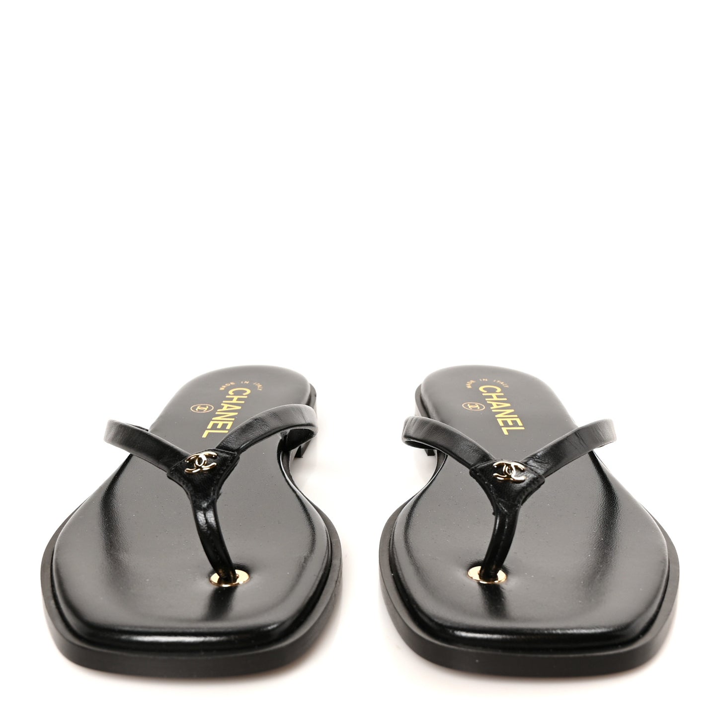 Goatskin CC Times Square Thong Sandals 38 Black