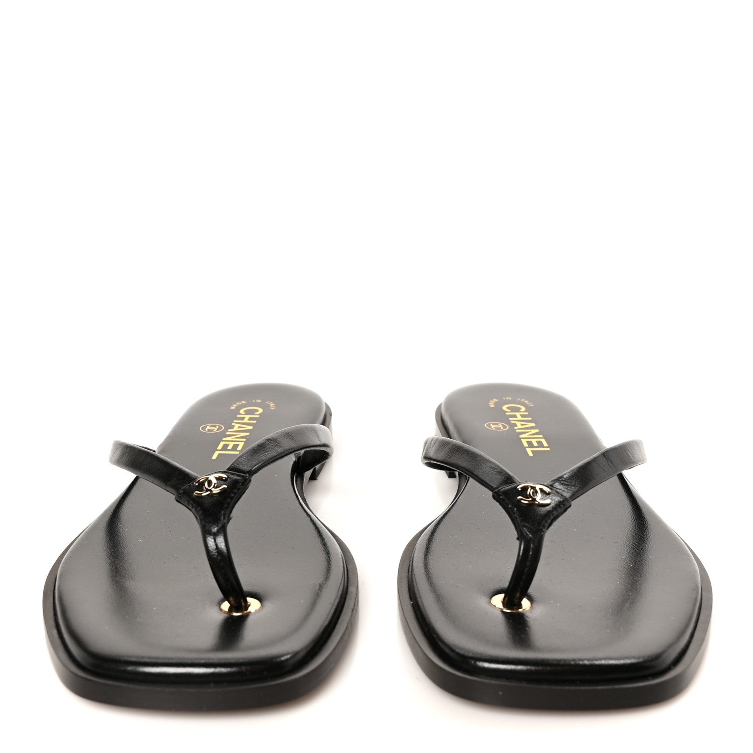 Chanel Goatskin CC Times Square Thong Sandals 38 Black 3 of 10