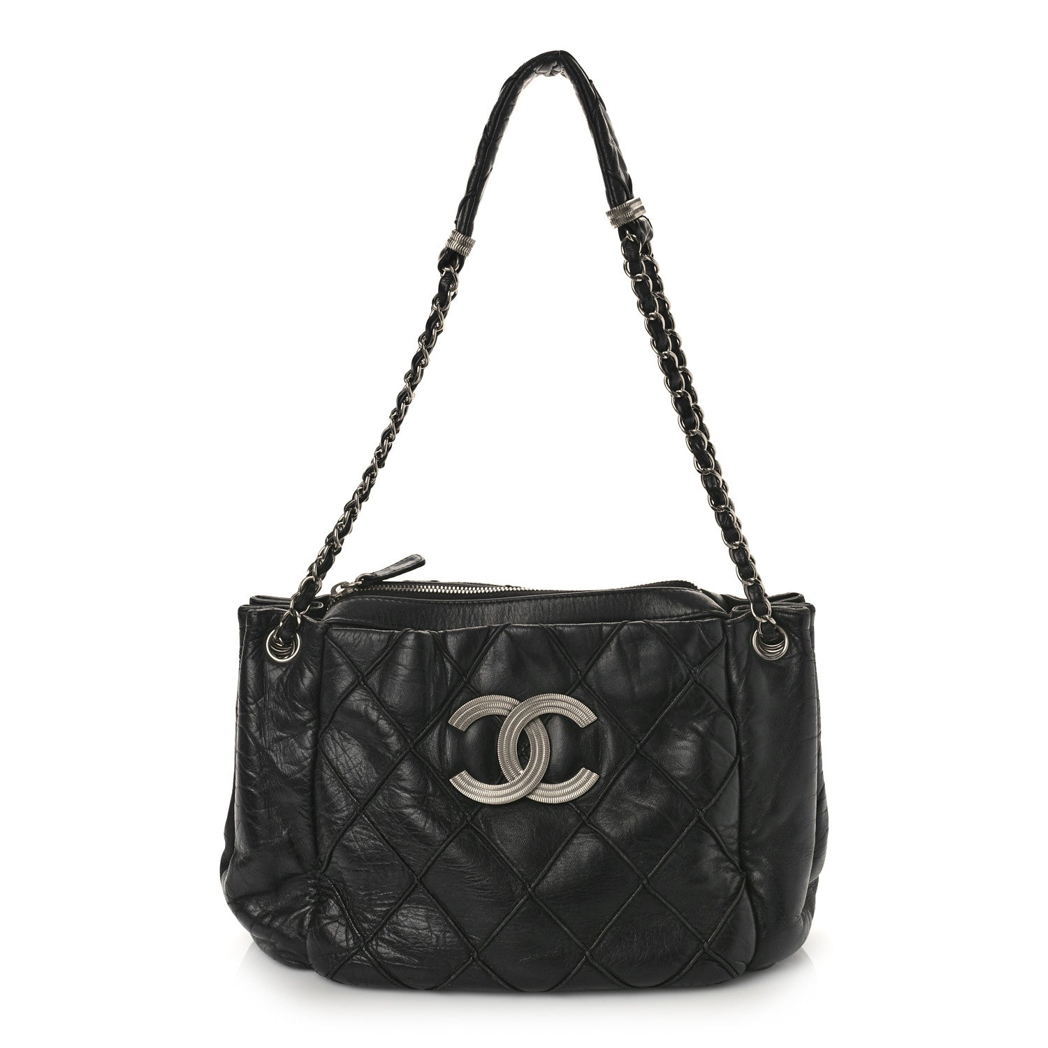 Chanel Lambskin Quilted Giant CC Accordion Shoulder Bag Black 1 of 12