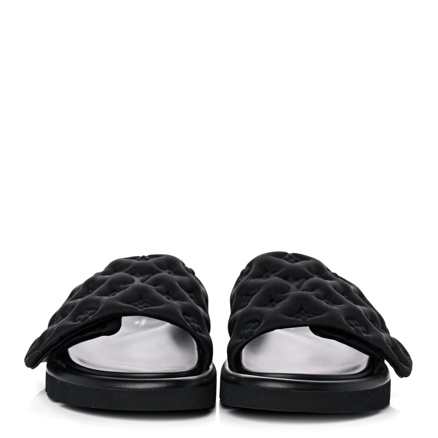 Technical Fabric Embossed Monogram Pool Pillow Comfort Mule 40 Black