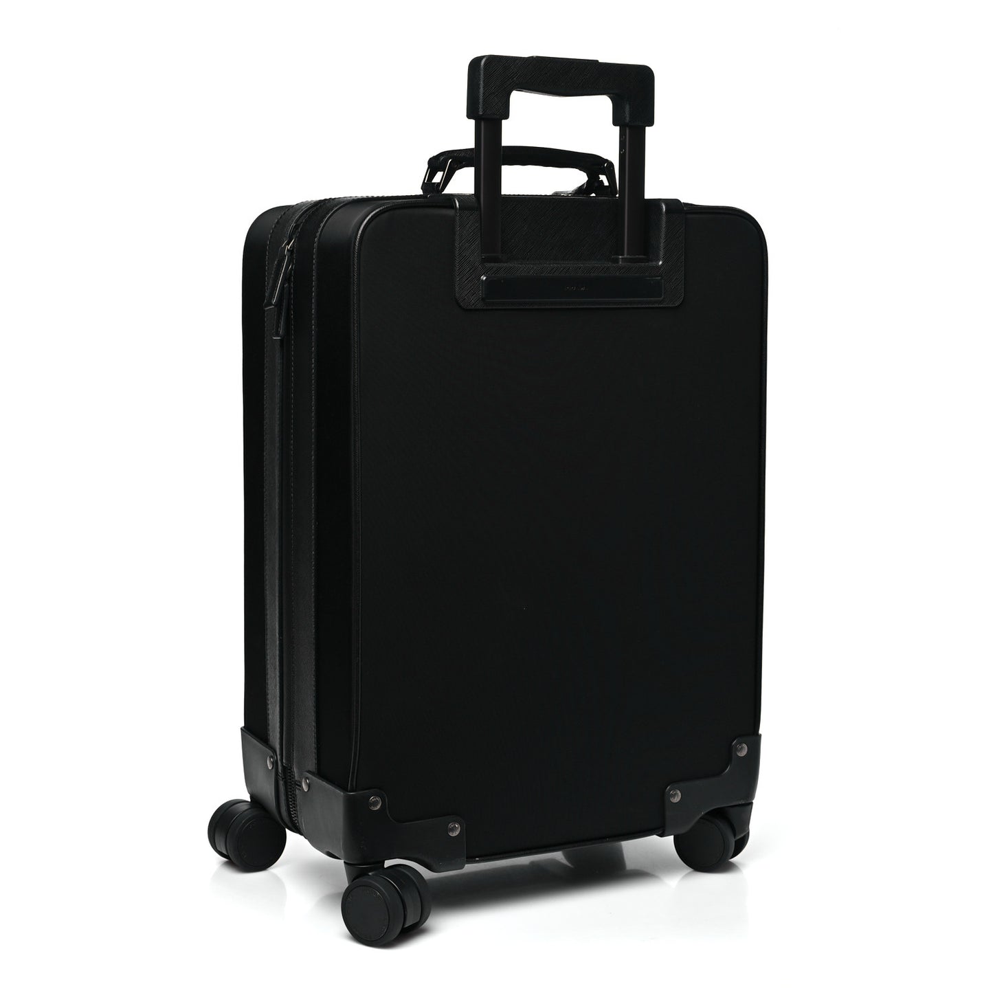 Tessuto Nylon Saffiano Trolley Luggage Black