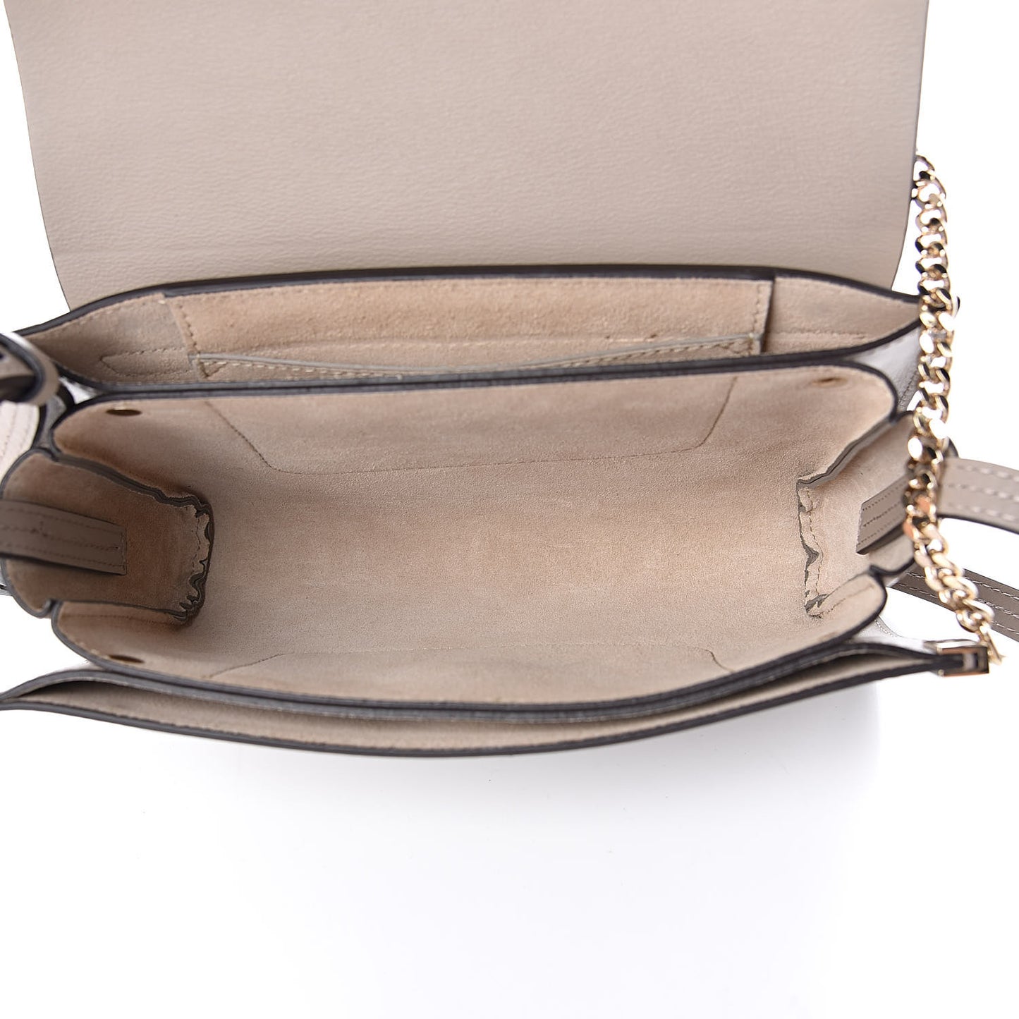 Suede Calfskin Small Faye Shoulder Bag Motty Grey