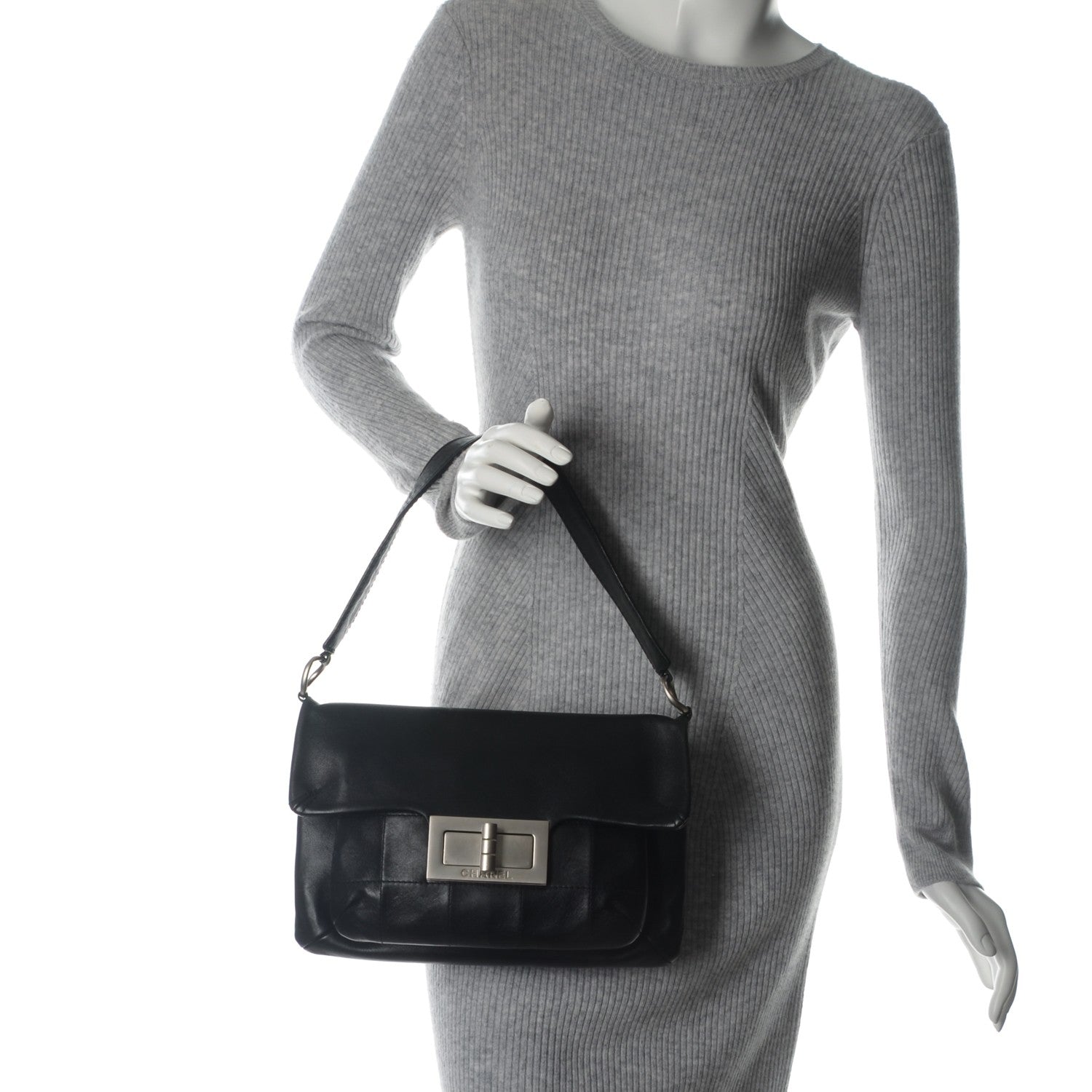 Chanel Calfskin Square Stitched Mademoiselle Shoulder Bag Black 2 of 7