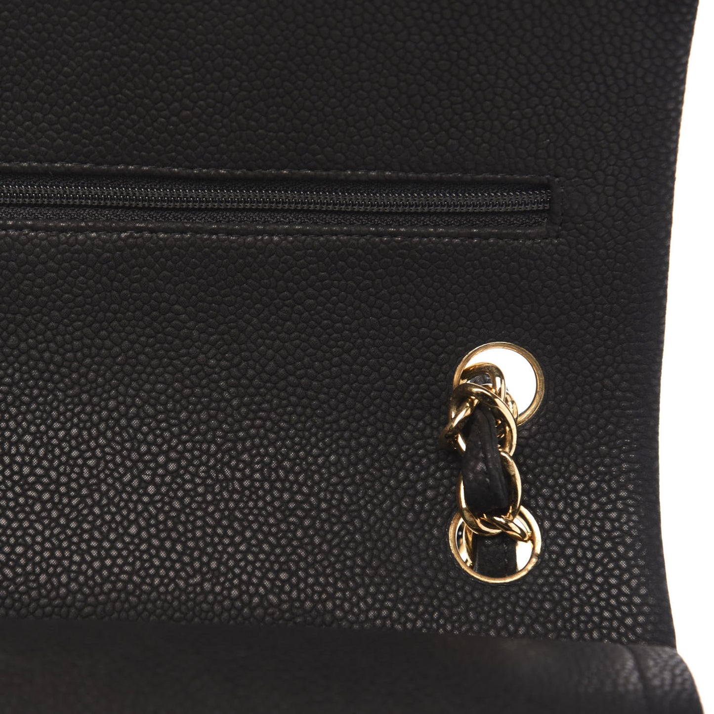 Iridescent Caviar Quilted Jumbo Double Flap Black