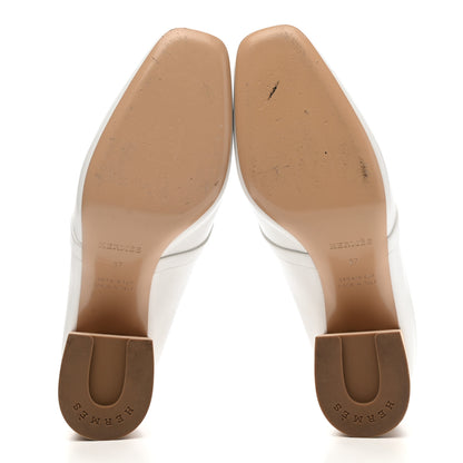 Hermes Calfskin Blossom Mules 37 White 5 of 10