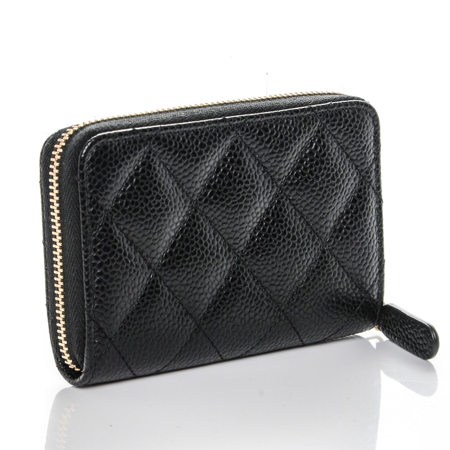 Caviar Quilted Zip Coin Purse Black
