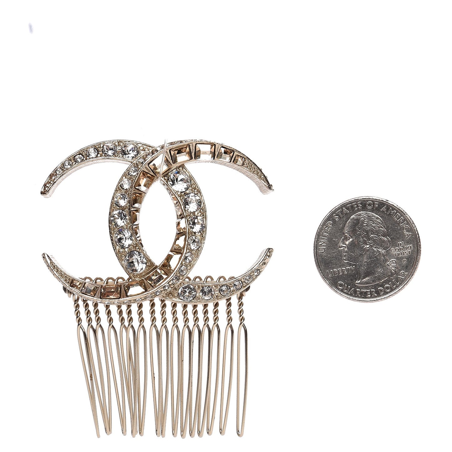Crystal Dubai CC Hair Comb Pin Gold
