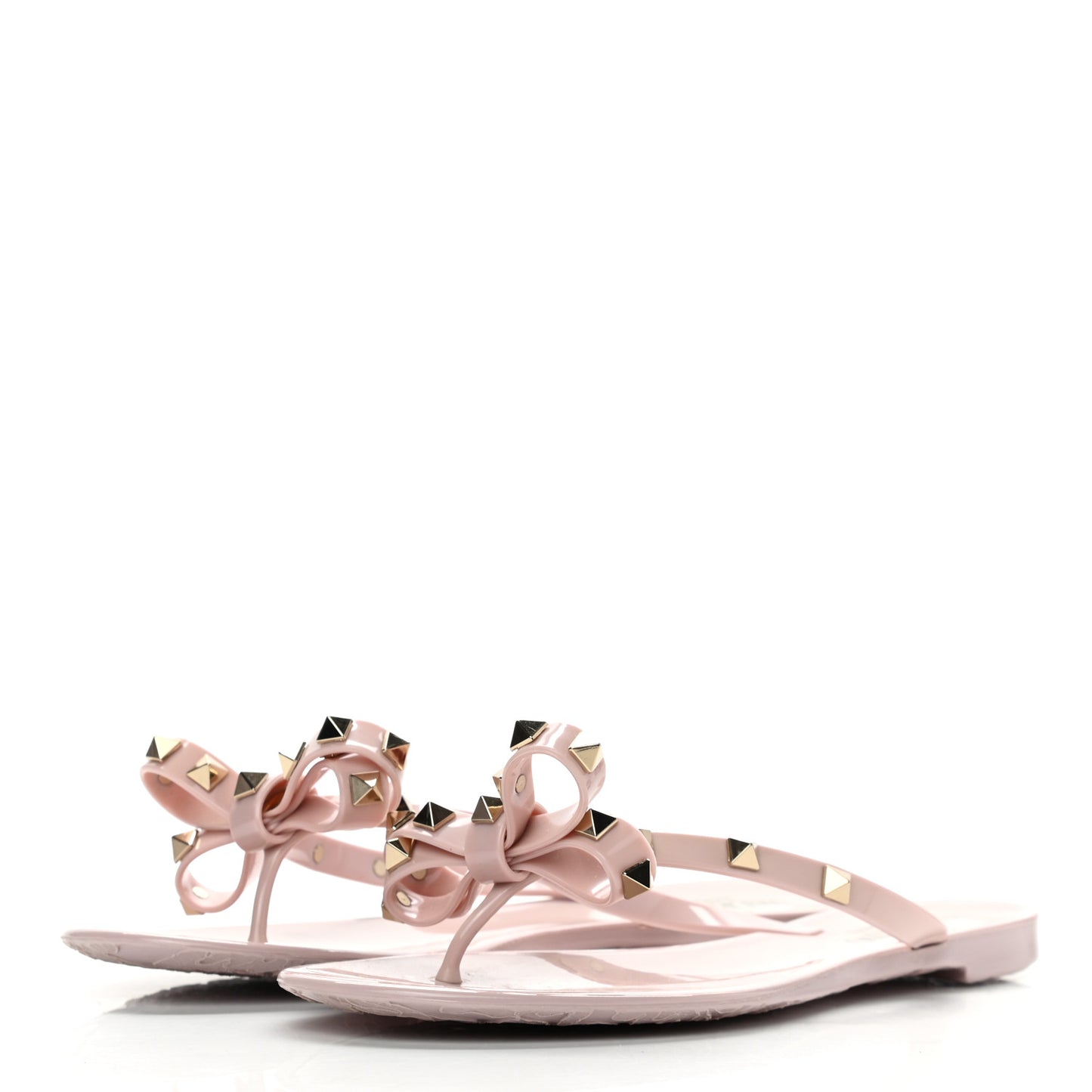 PVC Jelly Rockstud Bow Thong Sandals 38 Water Rose