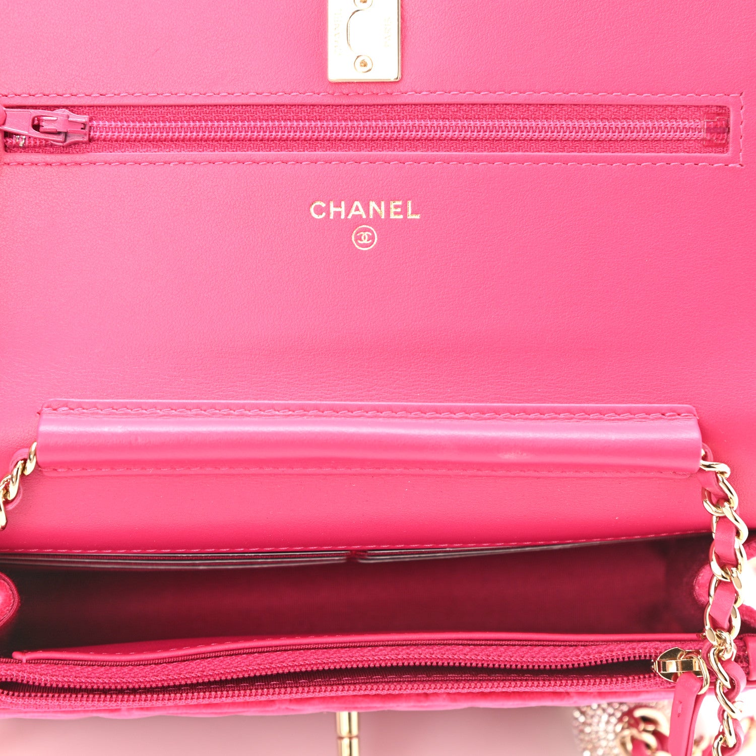 Chanel Velvet Quilted Pearl Crush Wallet On Chain WOC Pink 4 of 9