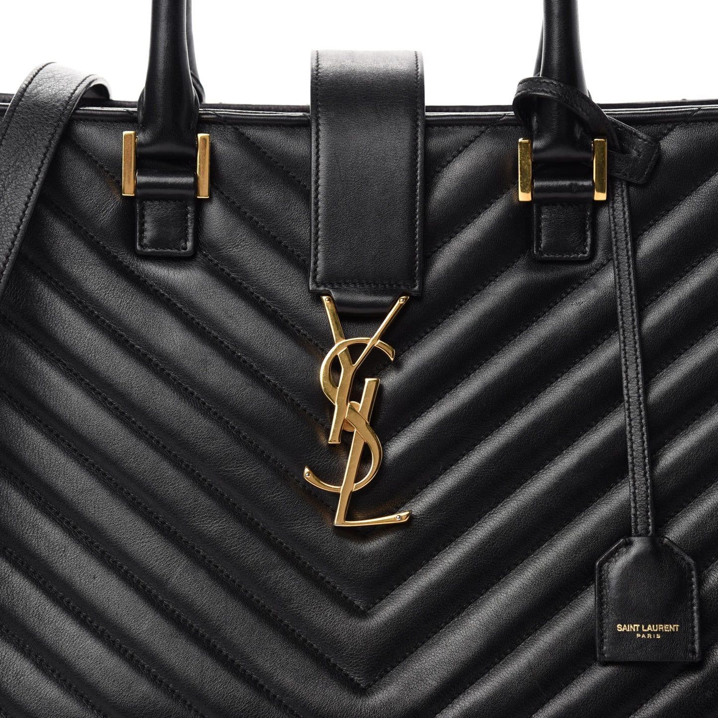 Calfskin Matelasse Chevron Medium Monogram Cabas Black