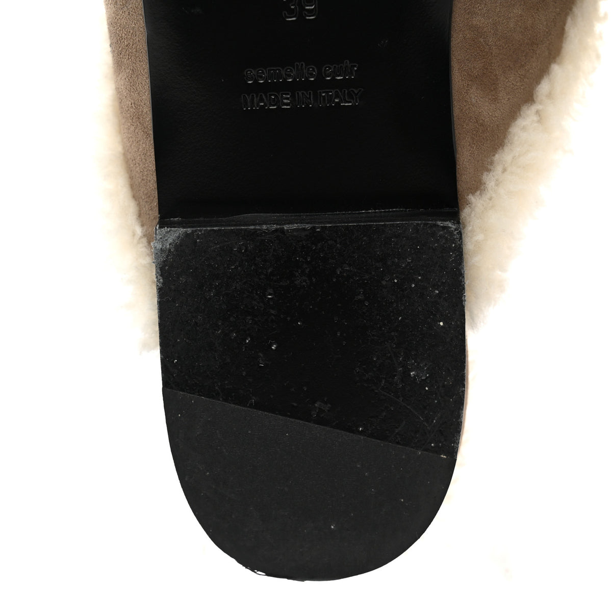 Hermes Suede Goatskin Shearling Womens Oz Mules 39 Etoupe Ecru 12 of 13