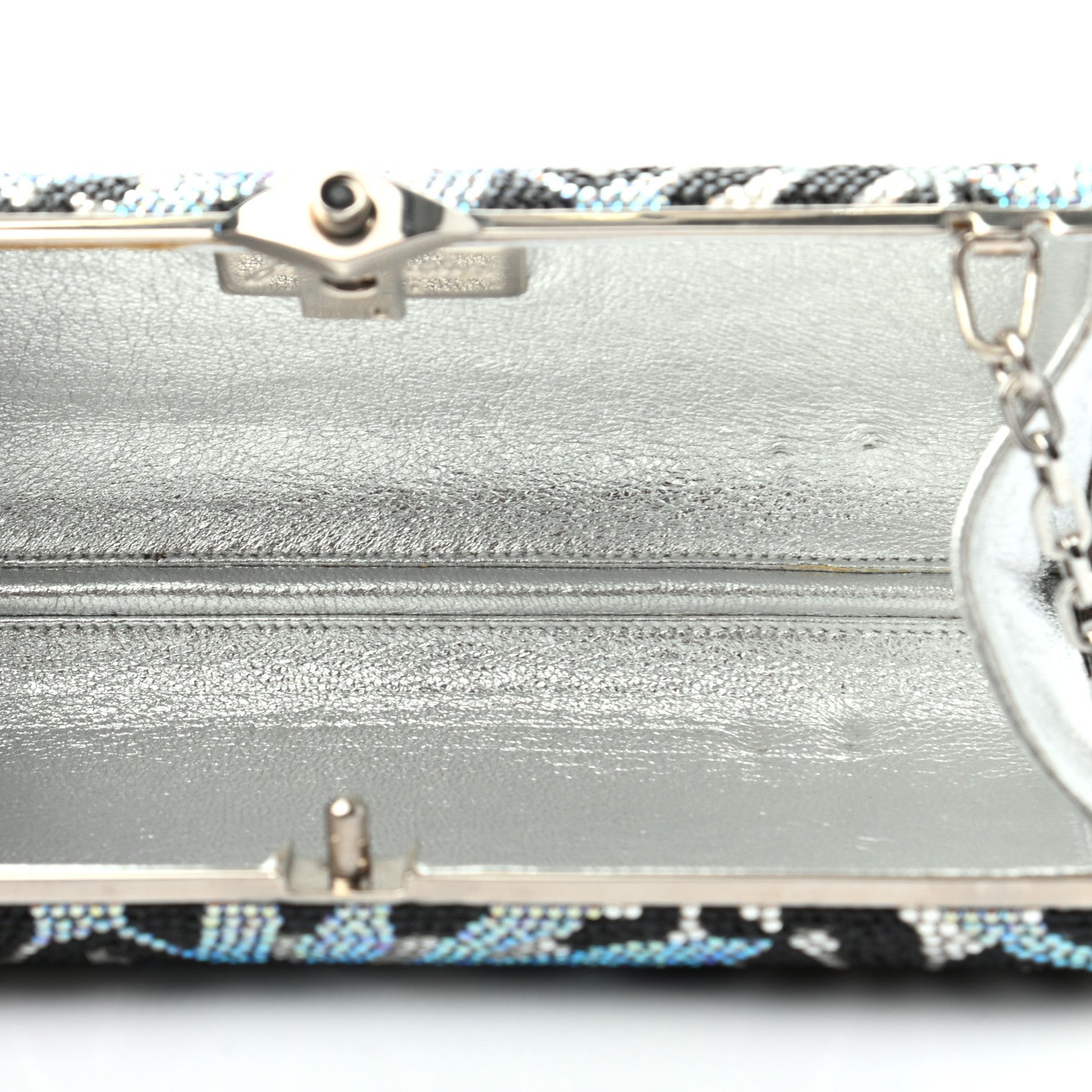 Judith Leiber Swarovski Crystal Minaudiere Clutch Silver Multicolor 5 of 7