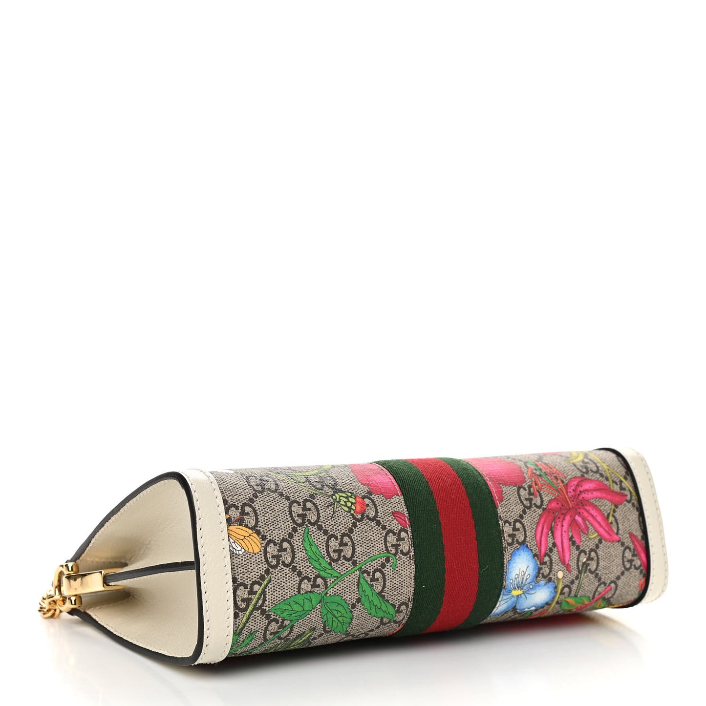 GG Supreme Monogram Flora Web Small Ophidia Chain Shoulder Bag White