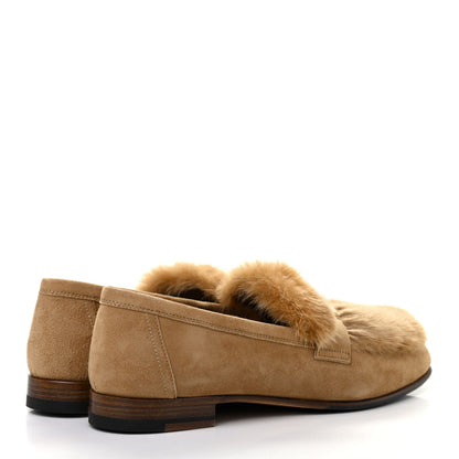 Hermes Mink Fur Suede Goatskin Paris Loafers 36 Marron Havane 4 of 8