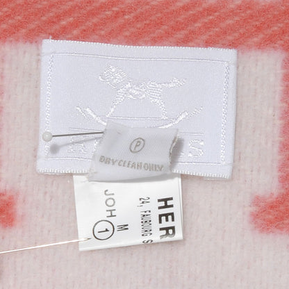 Hermes Wool Cashmere Avalon Baby Blanket Rose Airelle White 4 of 5