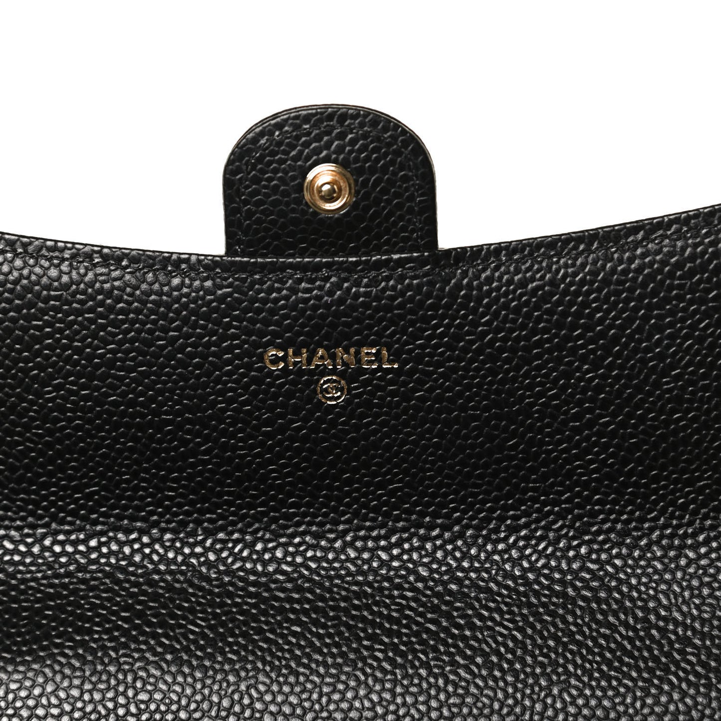 Caviar Quilted Large Gusset Flap Wallet Black