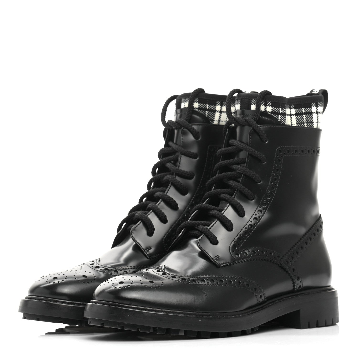 Christian Dior Calfskin Tartan D-Order Low Boot 36.5 Black White 3 of 8