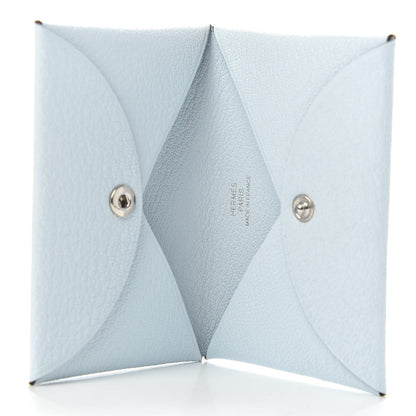 Hermes Chevre Mysore Calvi Card Case Bleu Brume 5 of 8