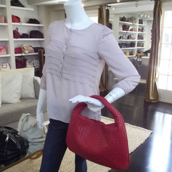 Bottega Veneta Woven Medium Hobo Red 2 of 10