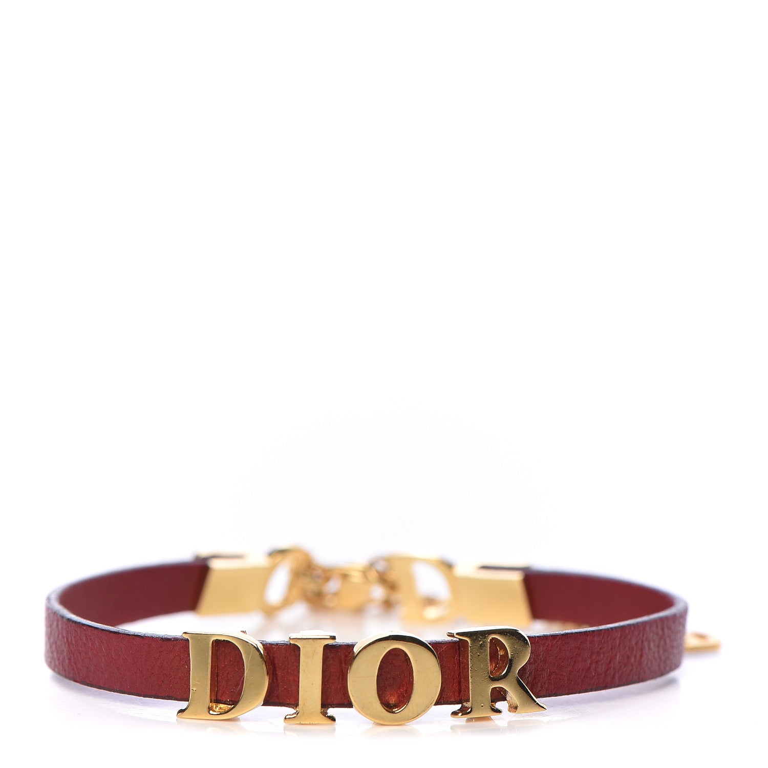 Christian Dior Calfskin Logo Bracelet Red 1 of 4