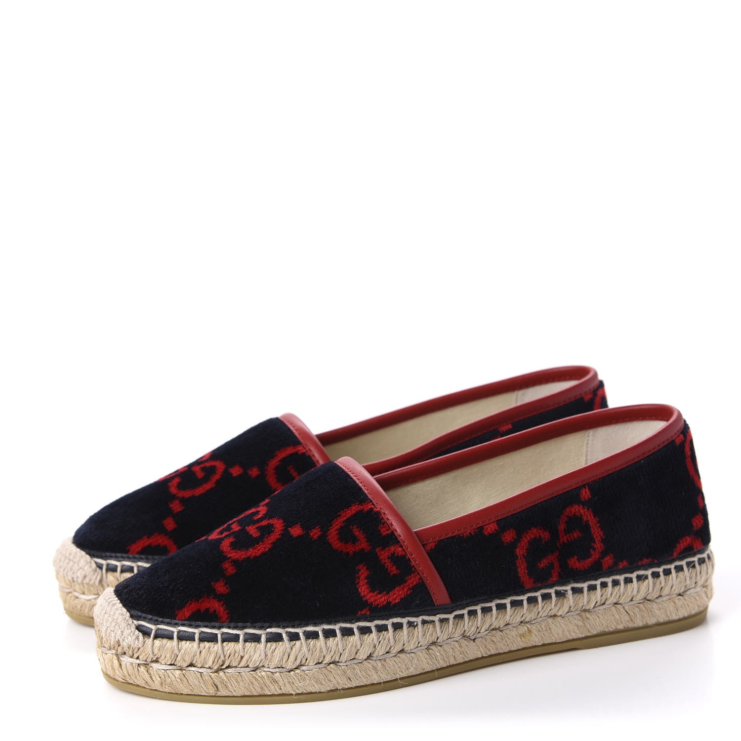 Gucci Terry Cloth GG Monogram Espadrilles 36.5 Blue Red 3 of 13